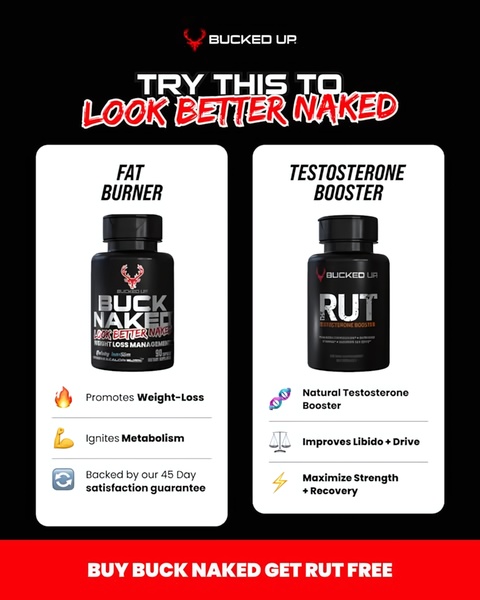 A split-screen comparison creative showcasing two separate supplement products with clear benefit bullet points and a strong bottom-banner offer.